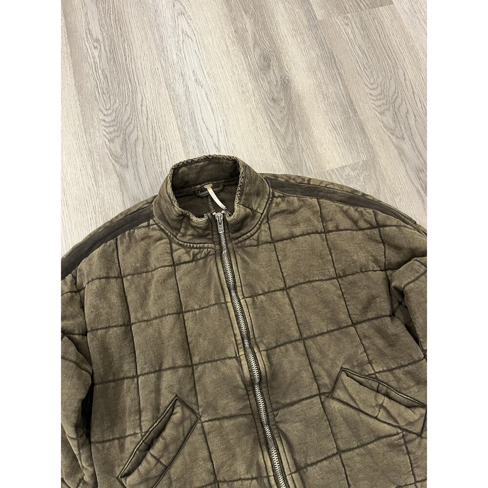 FREE PEOPLE Size Small DOLMAN SLEEVE QUILTED KNIT ZIP JACKET DUSTED MILITARY - Picture 2 of 8